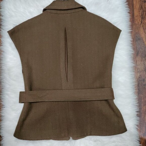 Millard Fillmore Brown Wool Blend Collared Belted Vest Women's Size Medium - Picture 6 of 10
